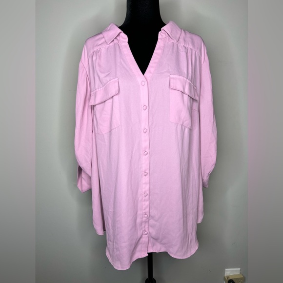 Torrid 3 Lilac Georgette Button Down Pullover Blouse - Picture 2 of 7